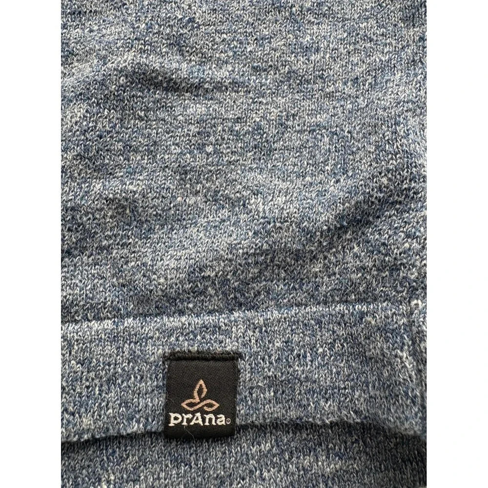 Prana Mens Blue Heather Crew Neck Organic Cotton Blend Knit Sweater - Medium